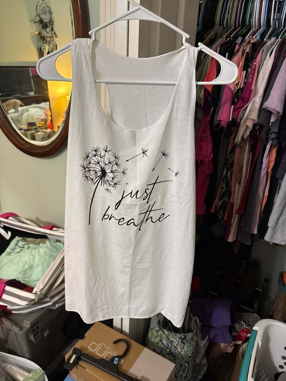 Just Breathe Women's Dandelion Graphic Racerback Tank Top